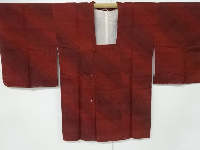 JAPANESE KIMONO / VINTAGE DOCHUGI COAT / SILK / WOVEN ARABESQUE FLOWER 